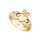 Stock image of Ladies yellow Gold heavy Claddagh Ring on the white background 1