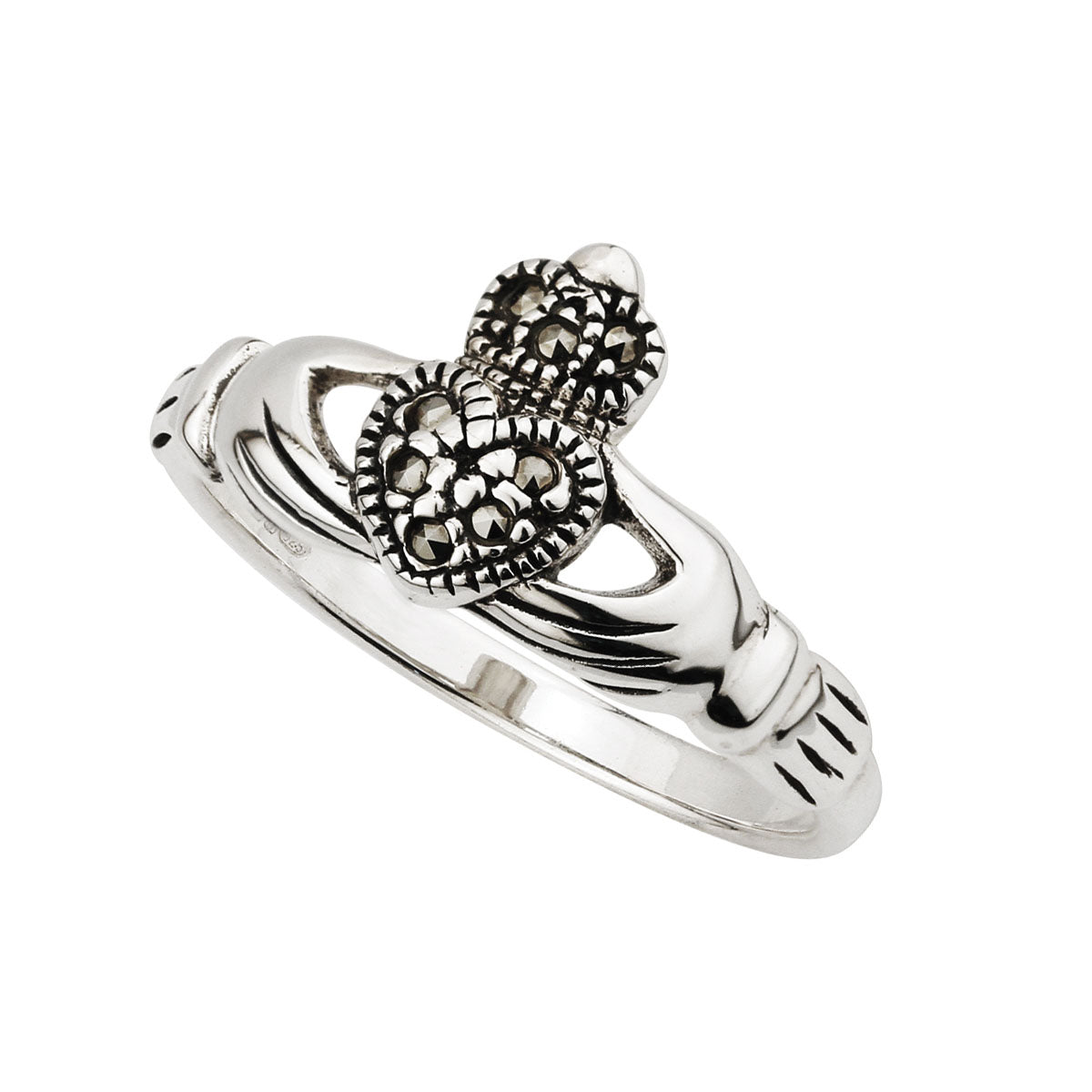 sterling silver marcasite claddagh ring s2448 from Solvar