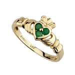 stock image of 14K gold claddagh emerald heart ring s2466 from Solvar