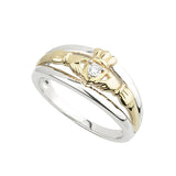 sterling silver and 10k gold gold diamond claddagh ring s2903 from Solvar