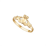 stock image of kids yellow gold mini claddagh ring 