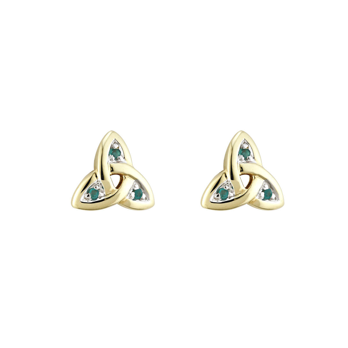 14K gold emerald trinity knot stud earrings s3006 from Solvar