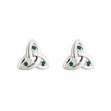 14K white gold emerald trinity knot stud earrings s3007 from Solvar