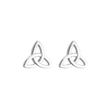 plain image of solvar 14k white gold trinity knot stud earrings S33051 on the white background