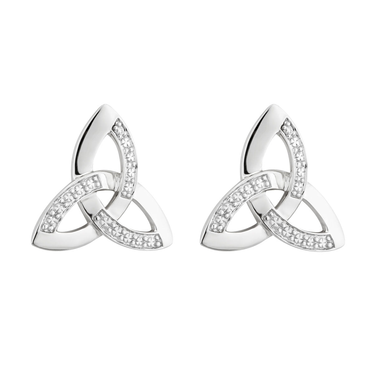 14K white gold diamond trinity knot stud earrings s33102 from Solvar