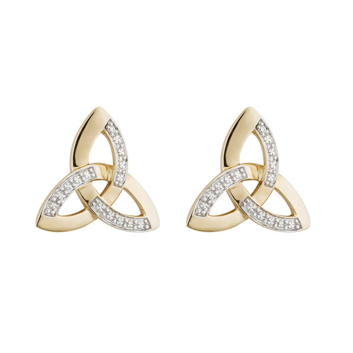 14K two tone gold diamond trinity knot stud earrings s33104 from Solvar