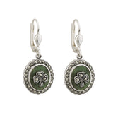 sterling silver marcasite shamrock connemara marble earrings s33246 from Solvar