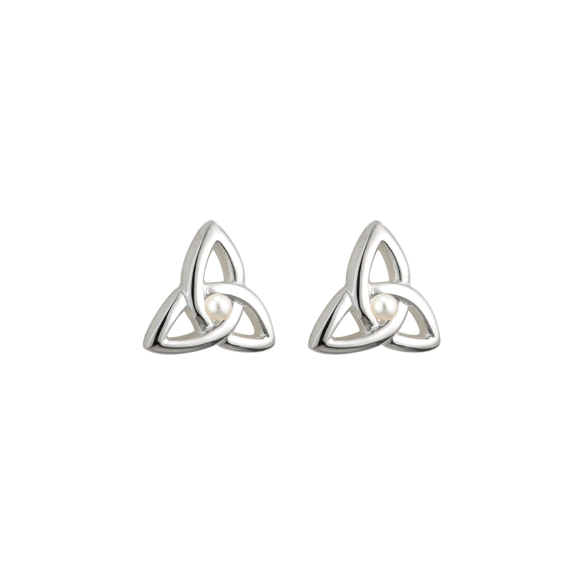 rhodium plated pearl trinity knot earrings s33316 from Solvar