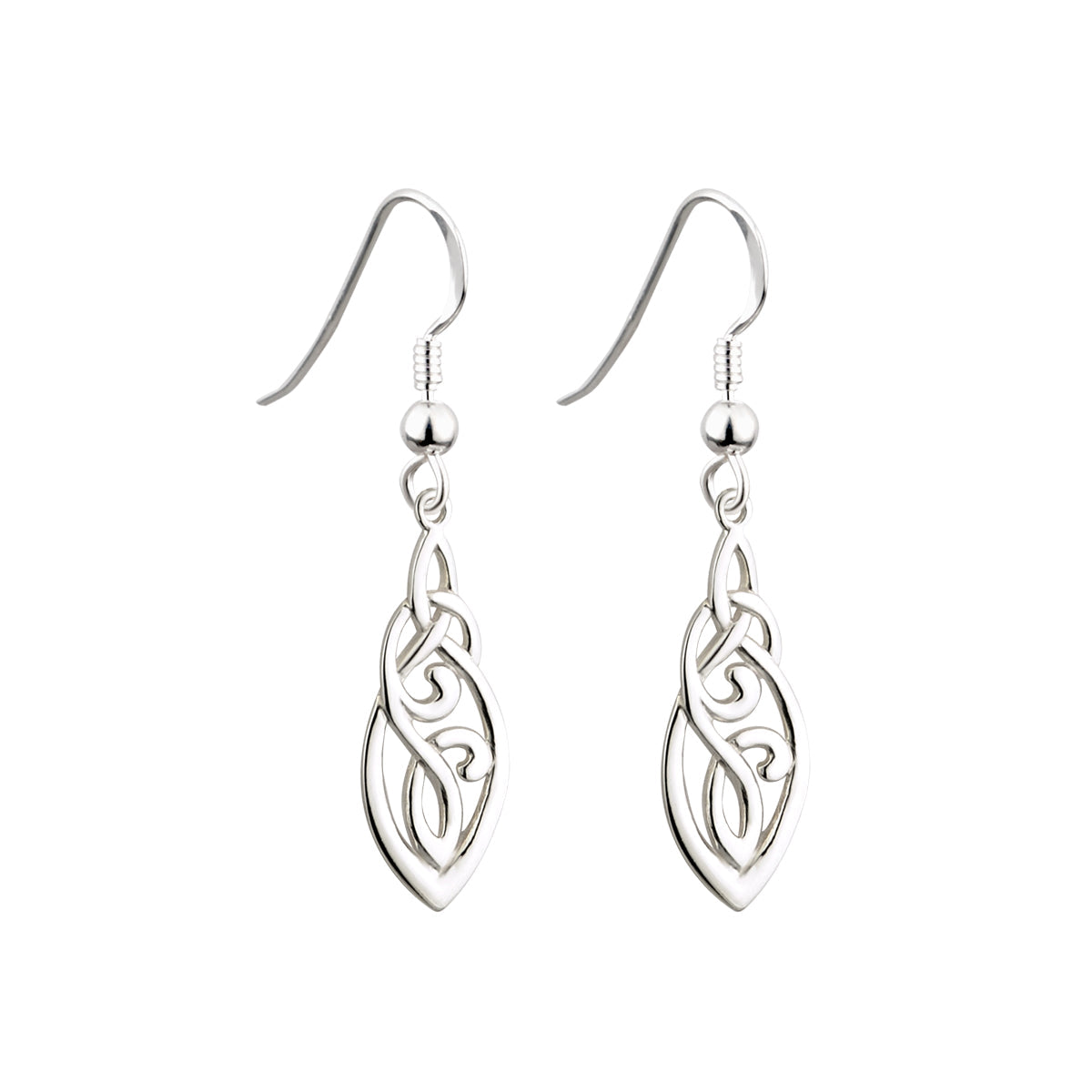 sterling silver long trinity knot celtic drop earrings s33424 from Solvar