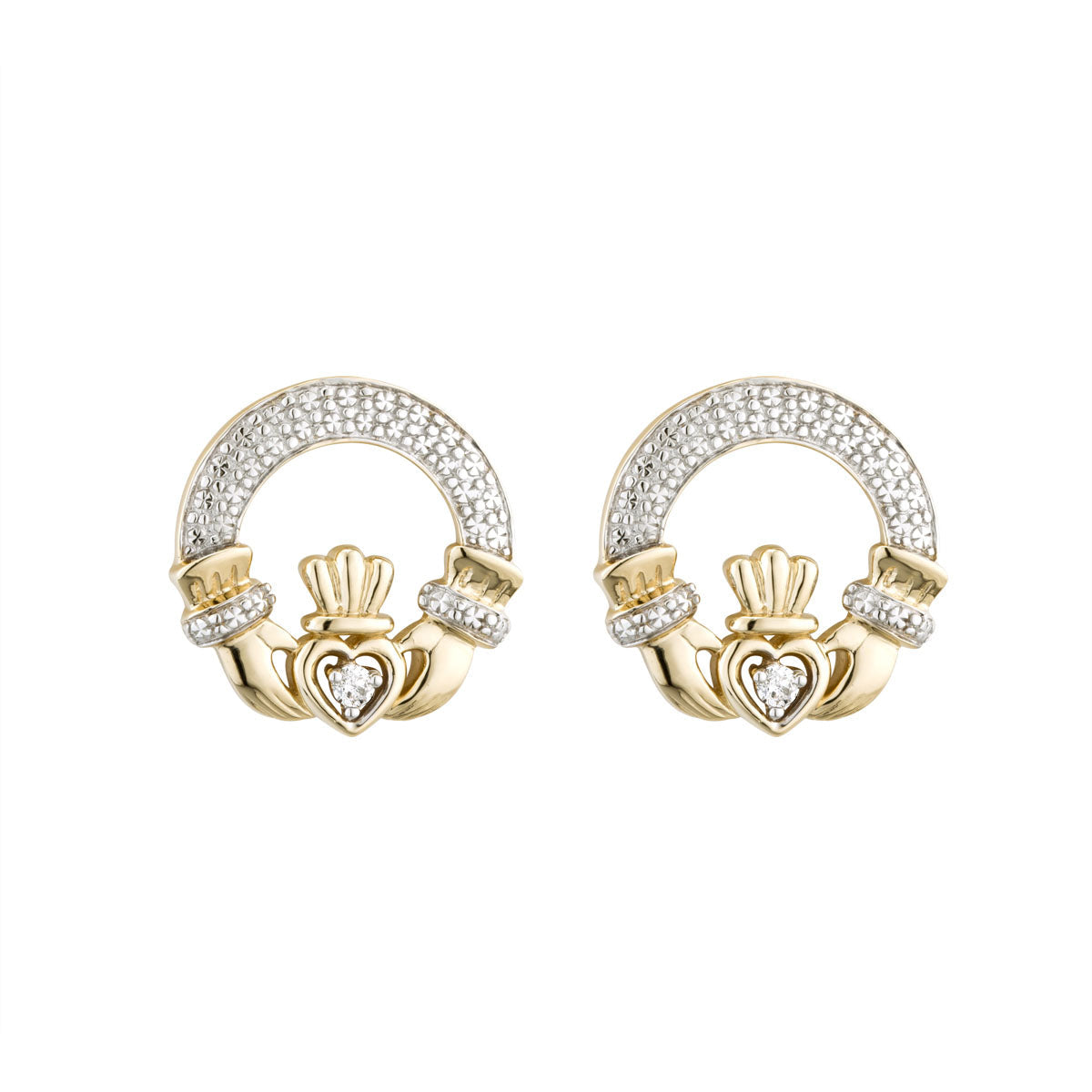 14K gold diamond claddagh earrings s33478 from Solvar