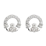 14K white gold diamond claddagh earrings s33479 from Solvar