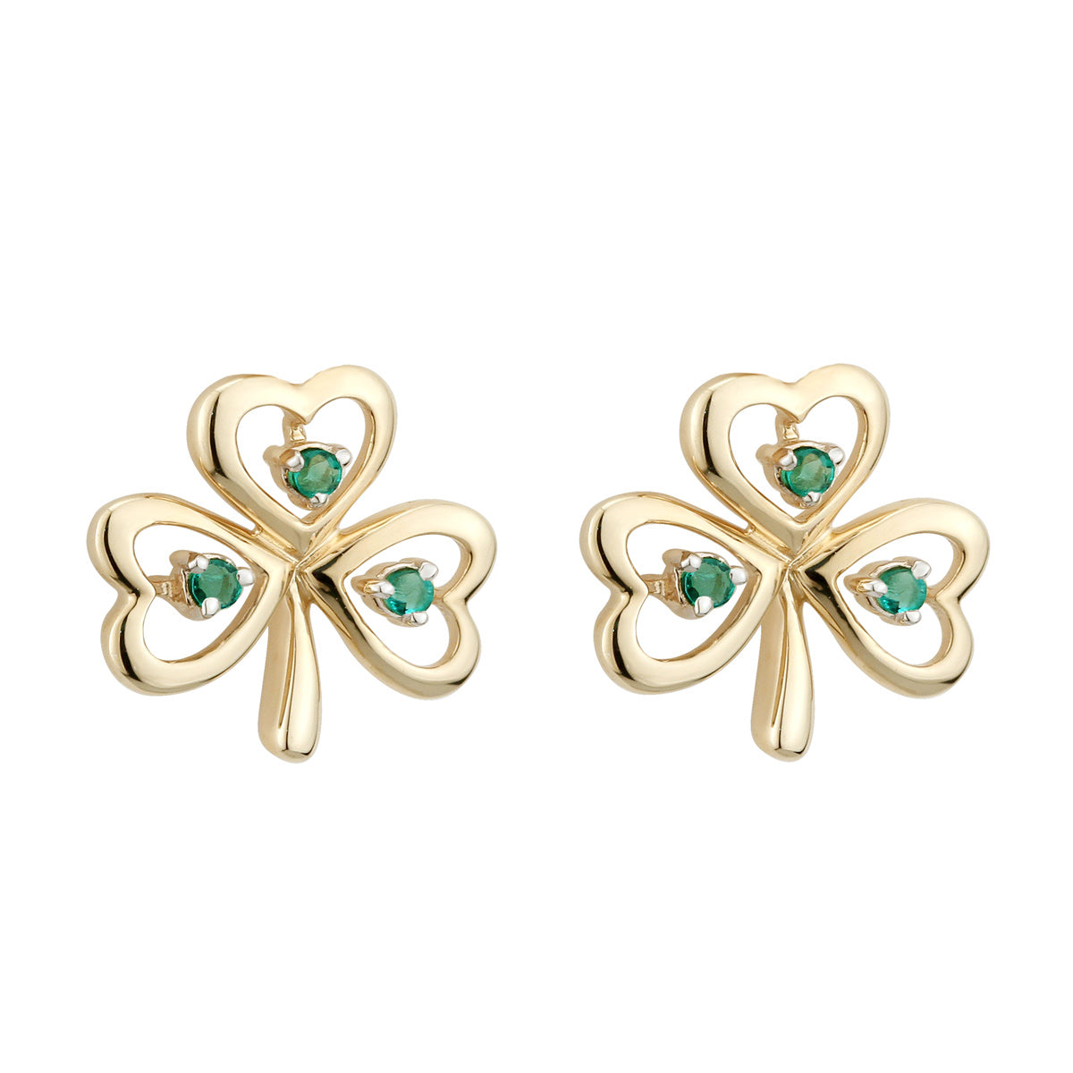 14K gold emerald shamrock earrings s33484 from Solvar