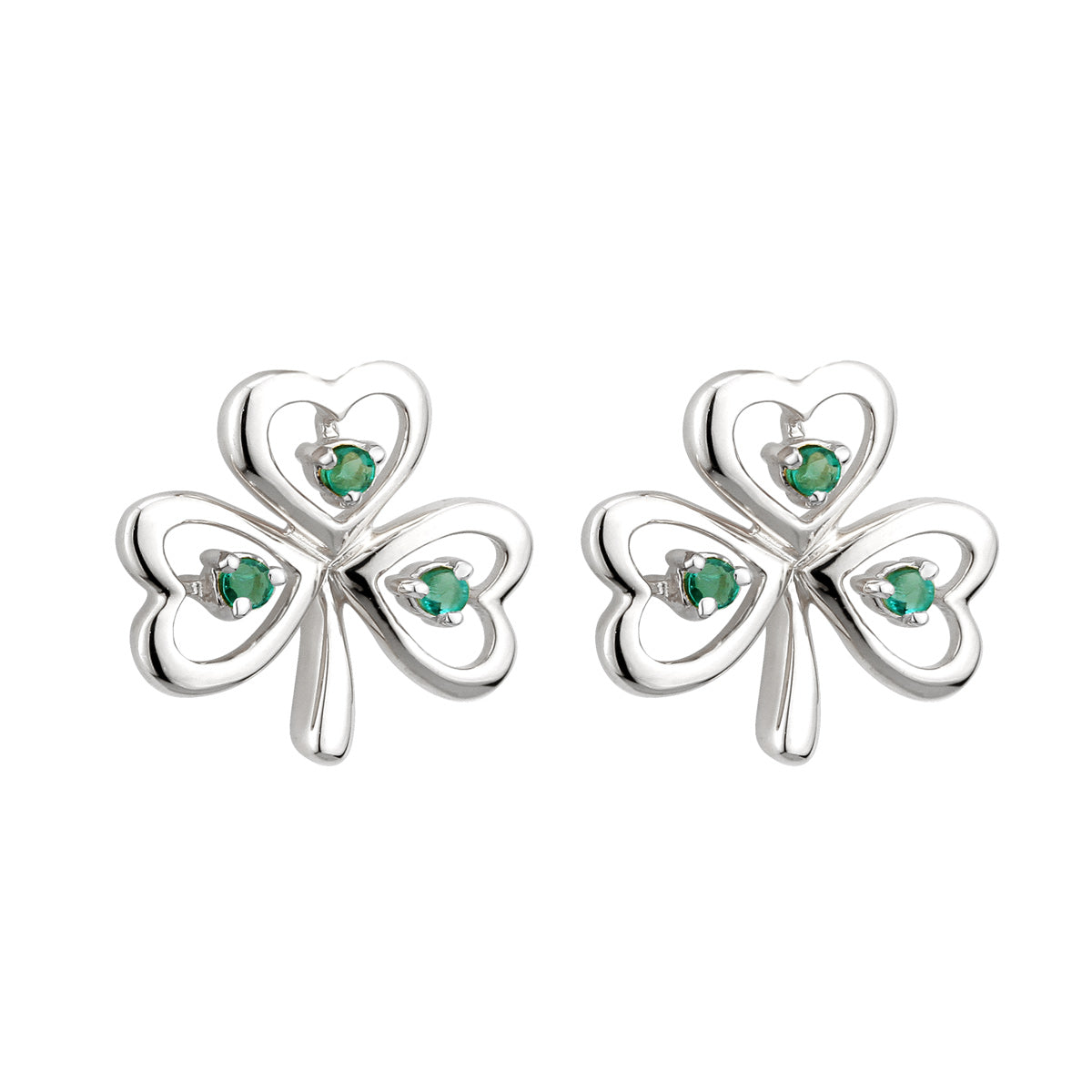 14K white gold emerald shamrock earrings s33485 from Solvar