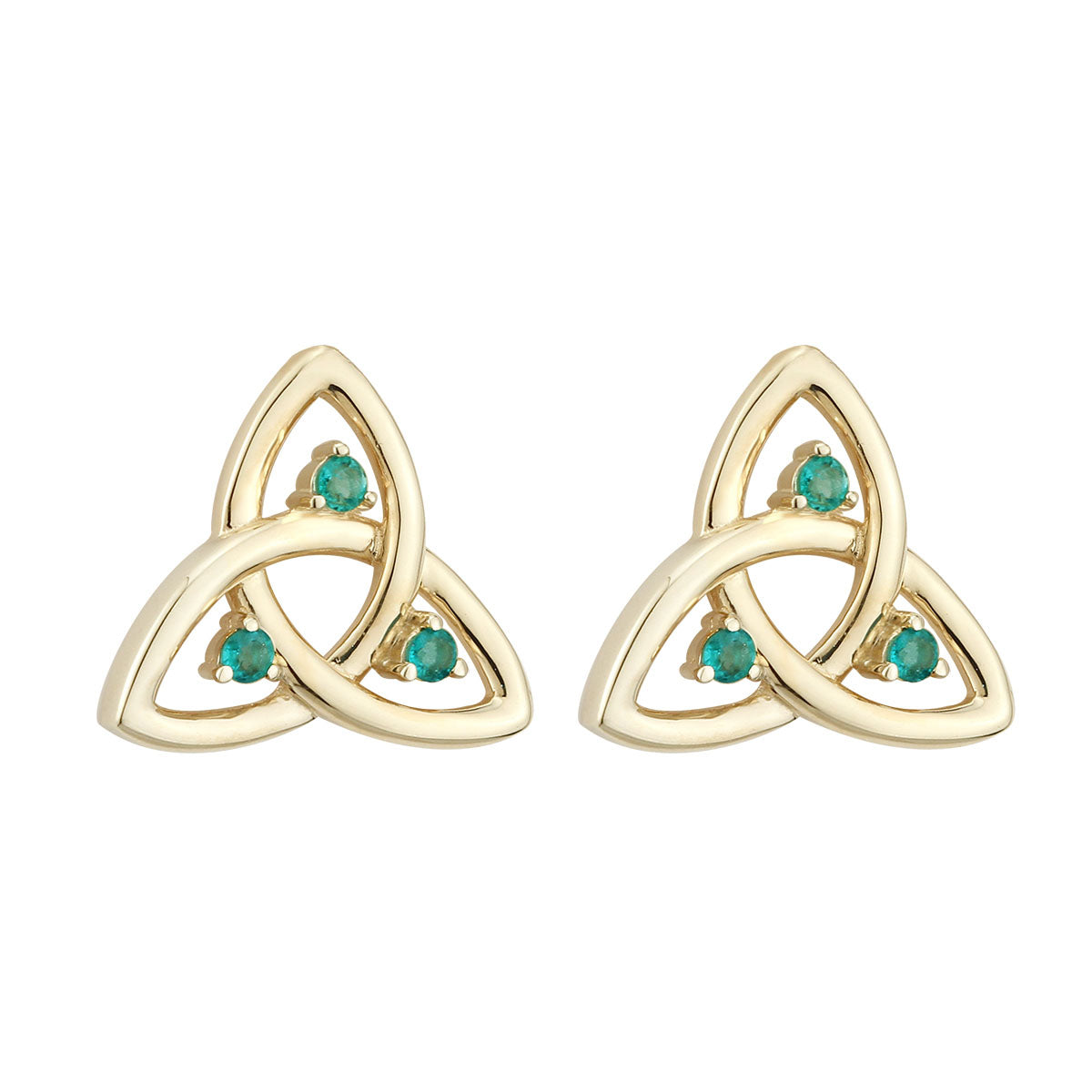 14K gold emerald trinity knot stud earrings s33499 from Solvar