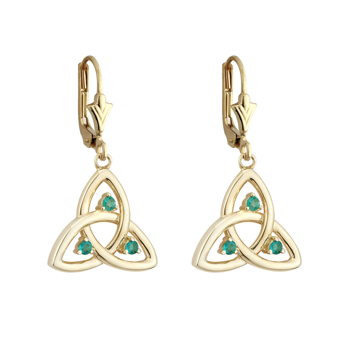 14K gold emerald trinity knot drop earrings s33500 from Solvar