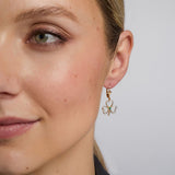 diamond & emerald shamrock drop earrings s33744 on a model 2