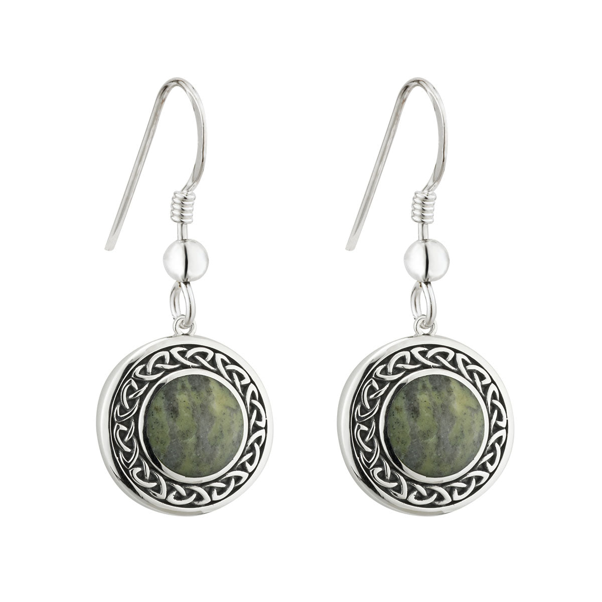 sterling silver connemara marble round celtic drop earrings s33772 from Solvar