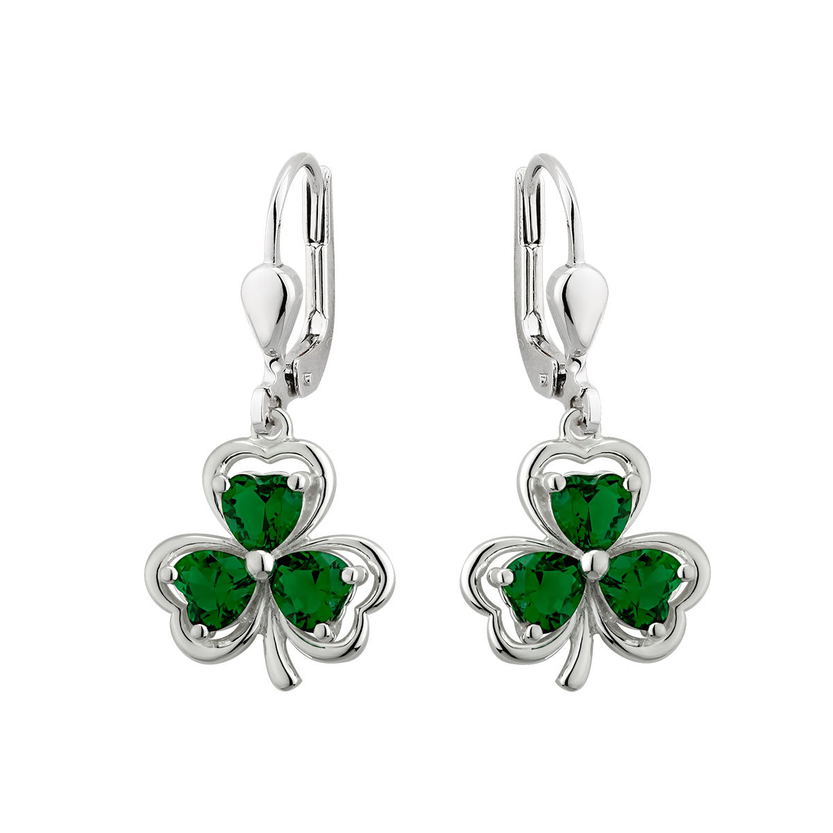 sterling silver green crystal shamrock drop earrings s33914 from Solvar