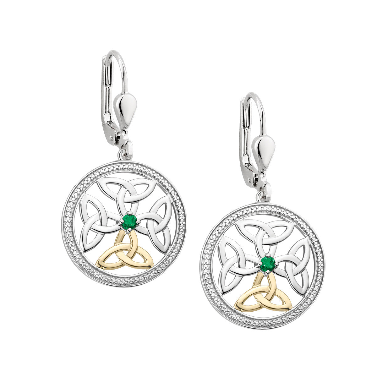 sterling silver 10k gold emerald celtic knot earrings s33947 from Solvar