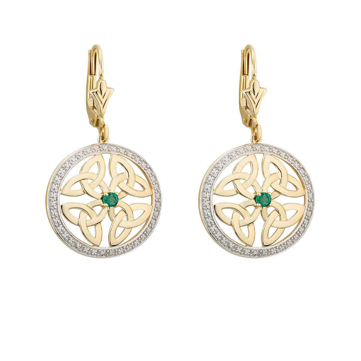 14K gold emerald round trinity knot earrings s33951 from Solvar