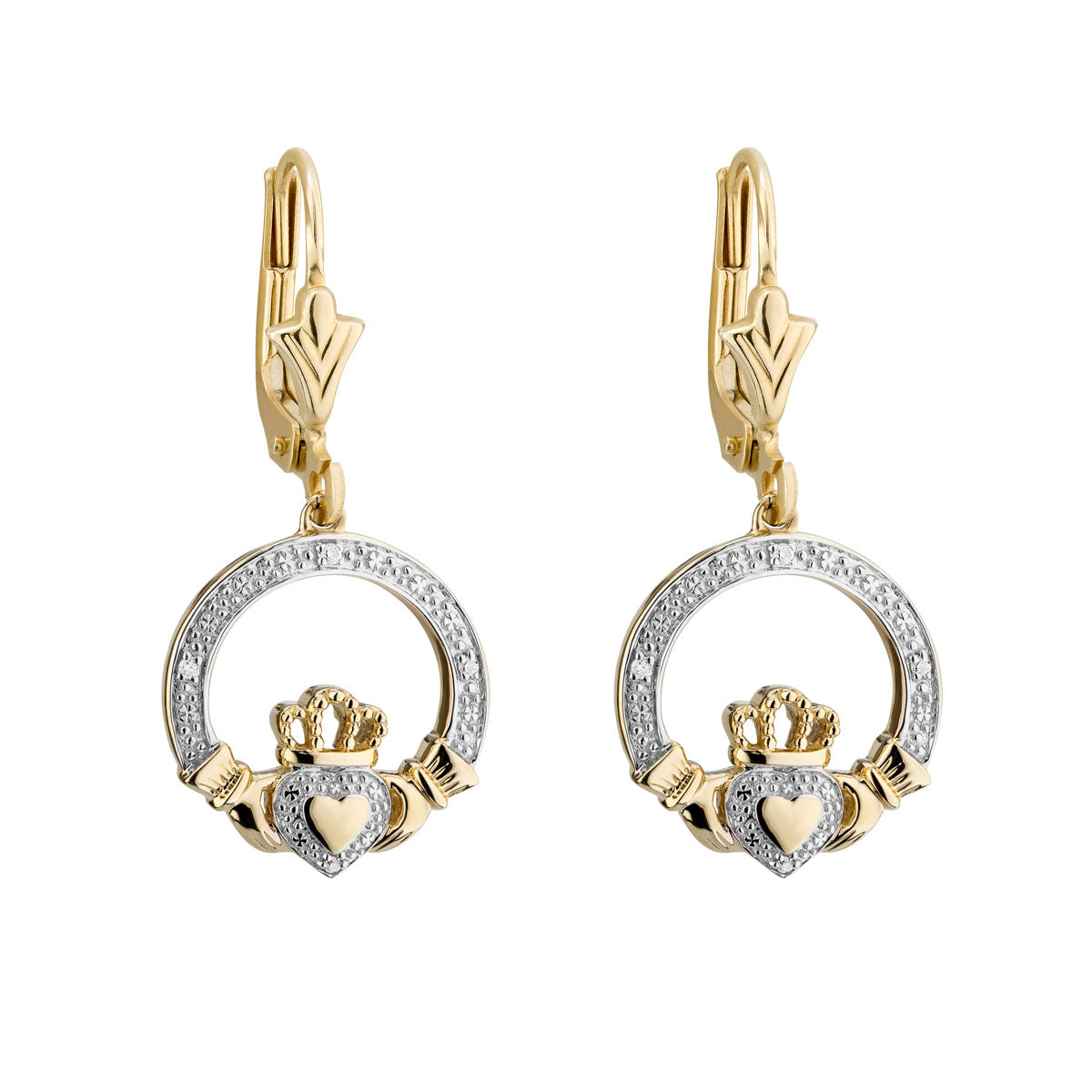 10k gold diamond claddagh drop earrings s33977 from Solvar