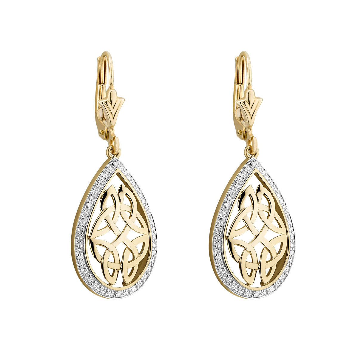 10k gold diamond oval celtic drop earrings s33981 from Solvar