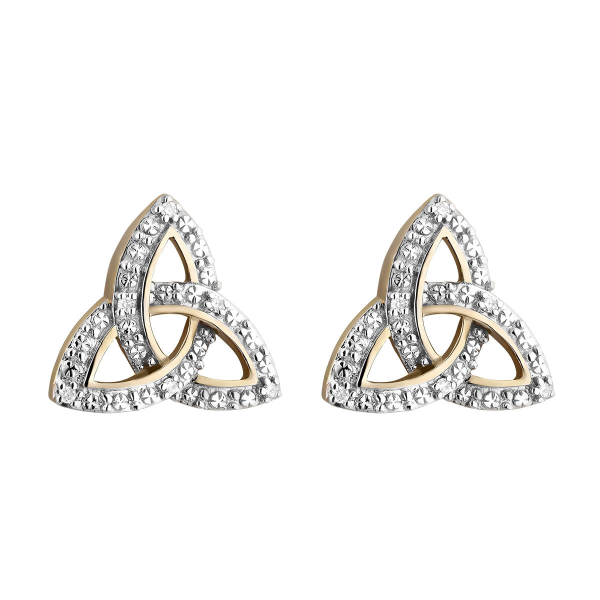 10k gold diamond set trinity knot stud earrings s33983 from Solvar