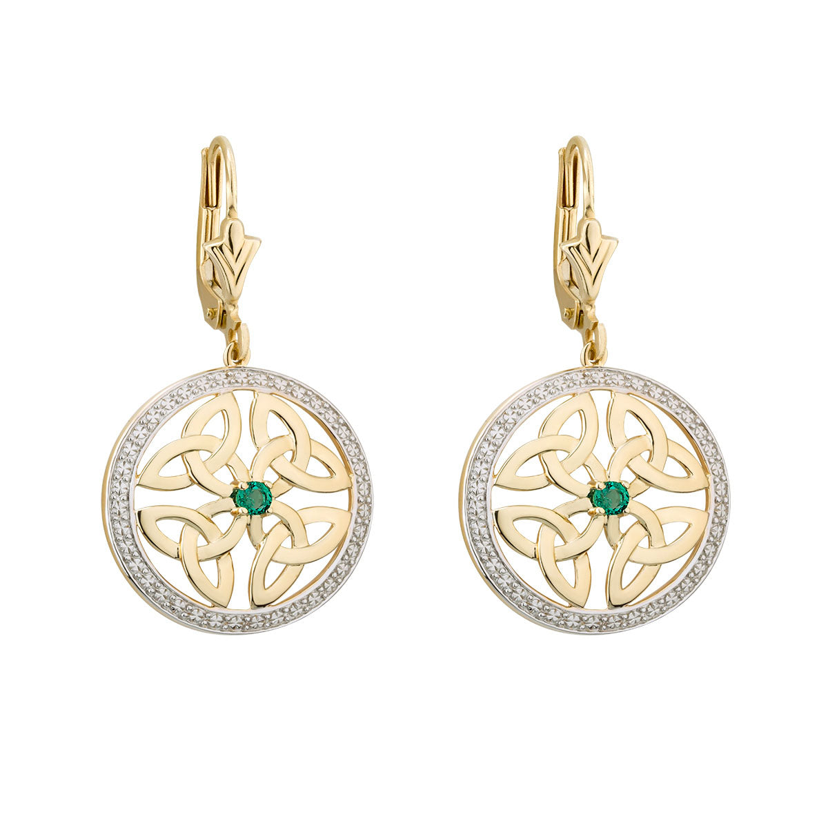10k gold emerald trinity knot circle earrings s33985 from Solvar
