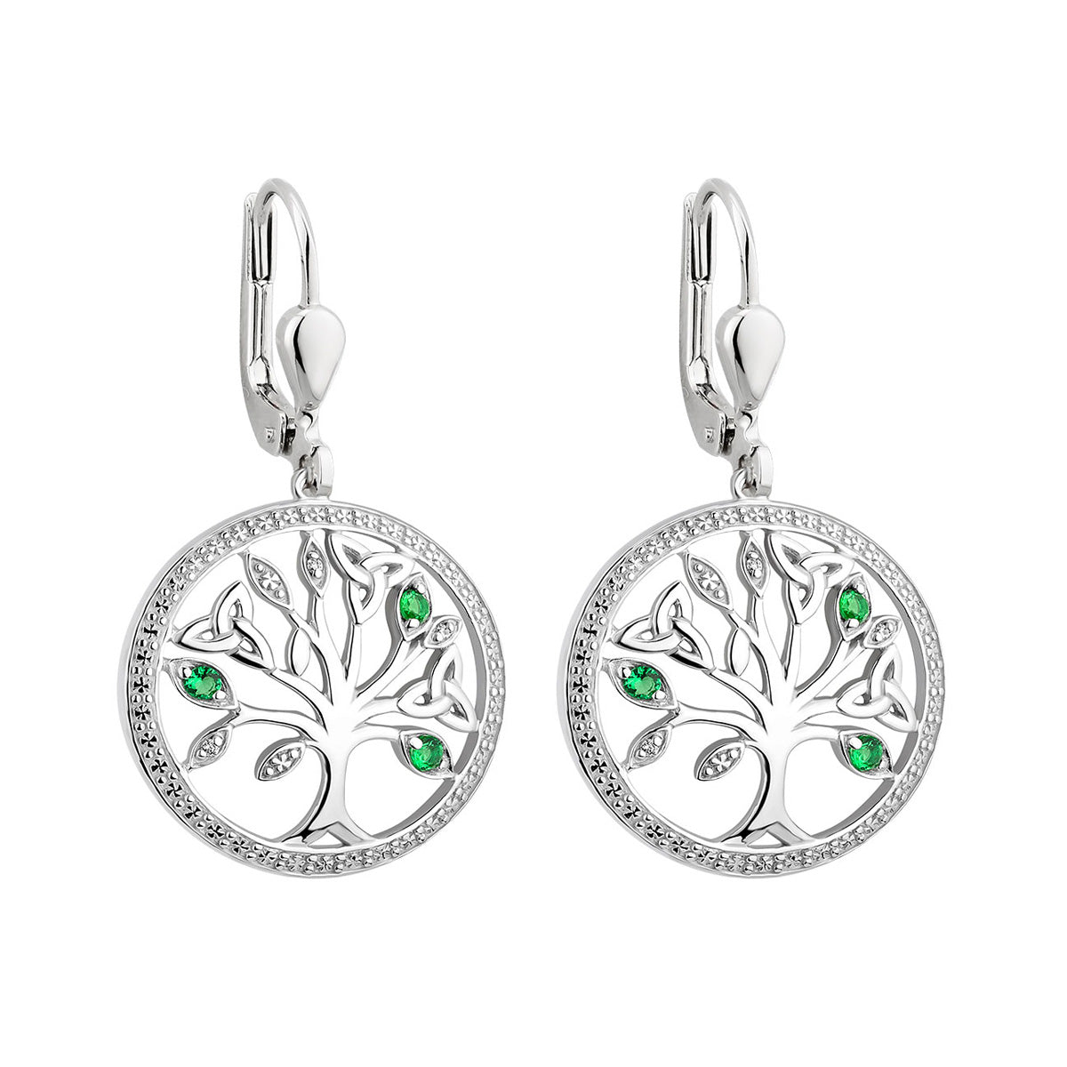 sterling silver crystal illusion tree of life drop earrings s34025 from Solvar