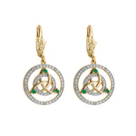 14K White & Yellow Gold Diamond & Emerald Celtic Knot Drop Earrings s34112 from Solvar