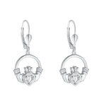 Stock image of Solvar Sterling Silver Large Cz Heart Claddagh Earrings S34174