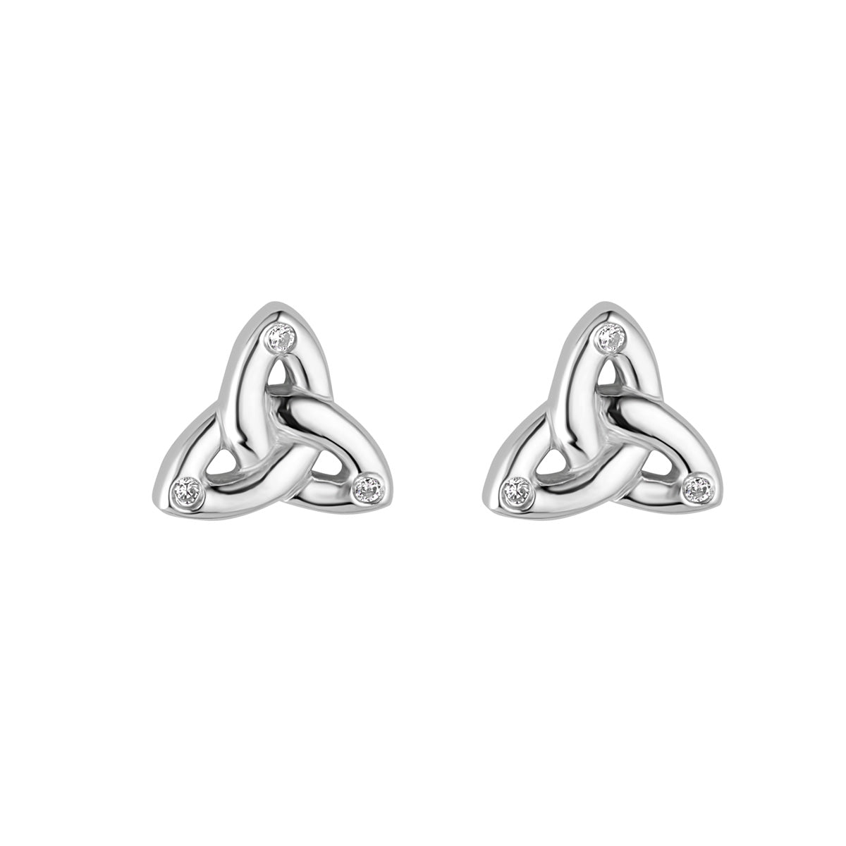 Stock image of Solvar flush set cz trinity knot stud earrings s34210