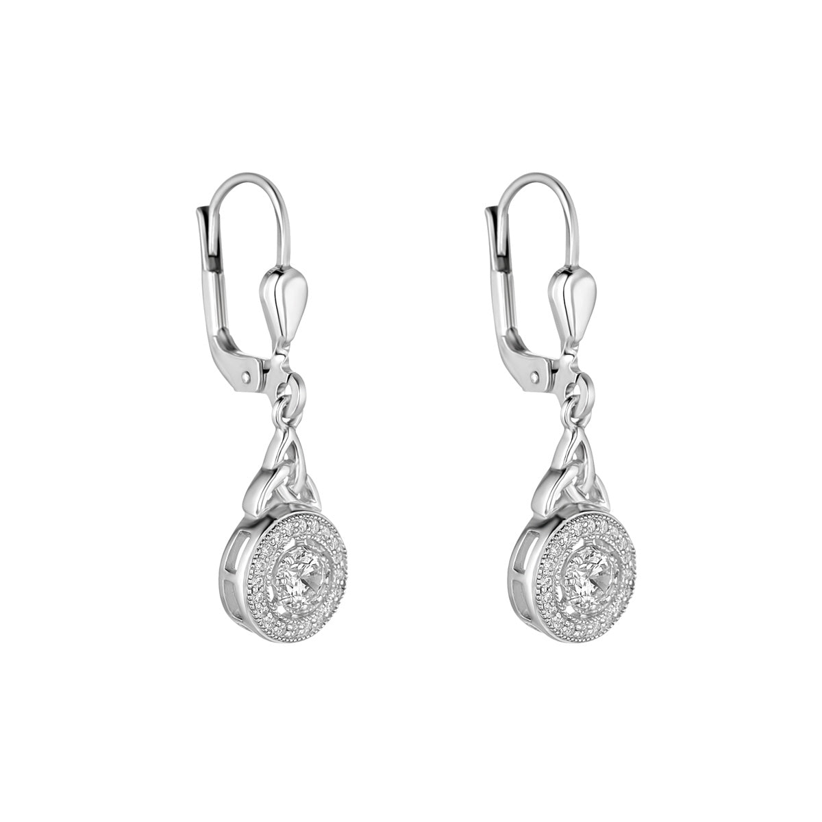 Stock image of Solvar cluster cz trinity knot drop earrings s34214