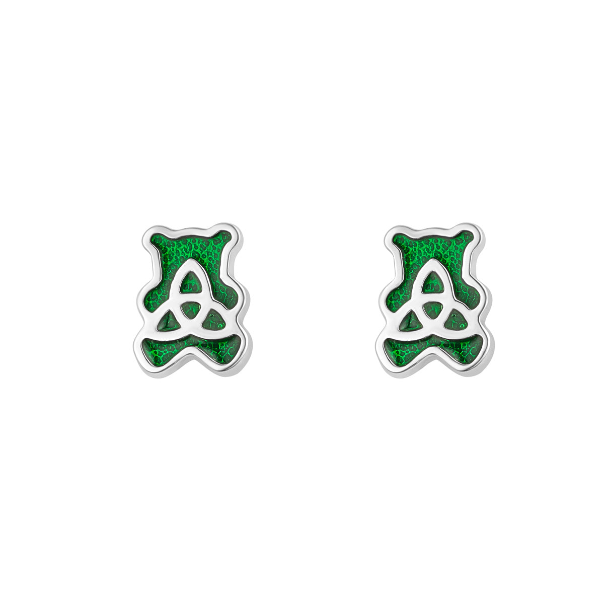 Stock image of Solvar trinity teddy bear earrings in silver s34221