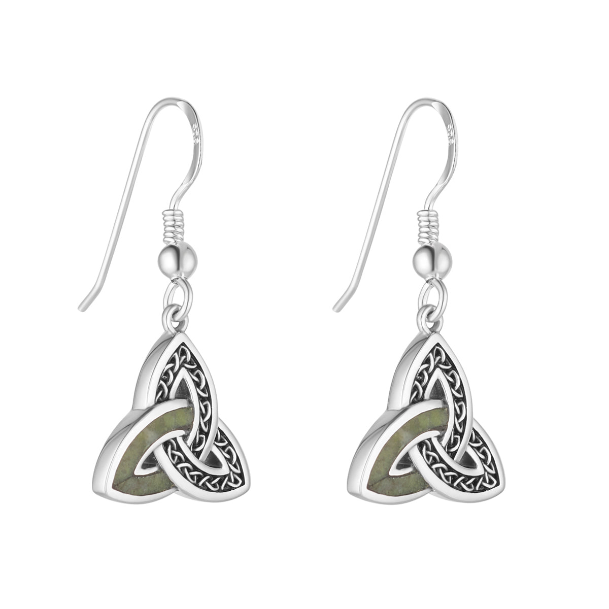 Plain image of Solvar Sterling Silver Marble Celtic Trinity Knot Drop Earrings S34249