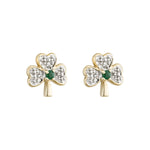 14k gold diamond and emerald shamrock stud earrings s3975 from Solvar