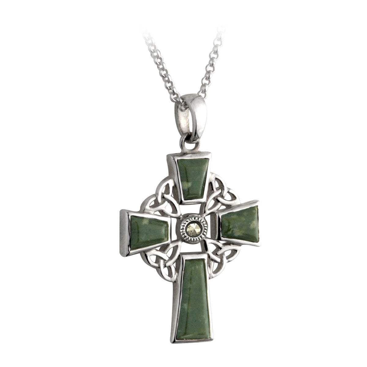sterling silver connemara marble celtic cross pendant s44037 from Solvar