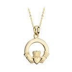 plain image of solvar gold claddagh necklace on the white background