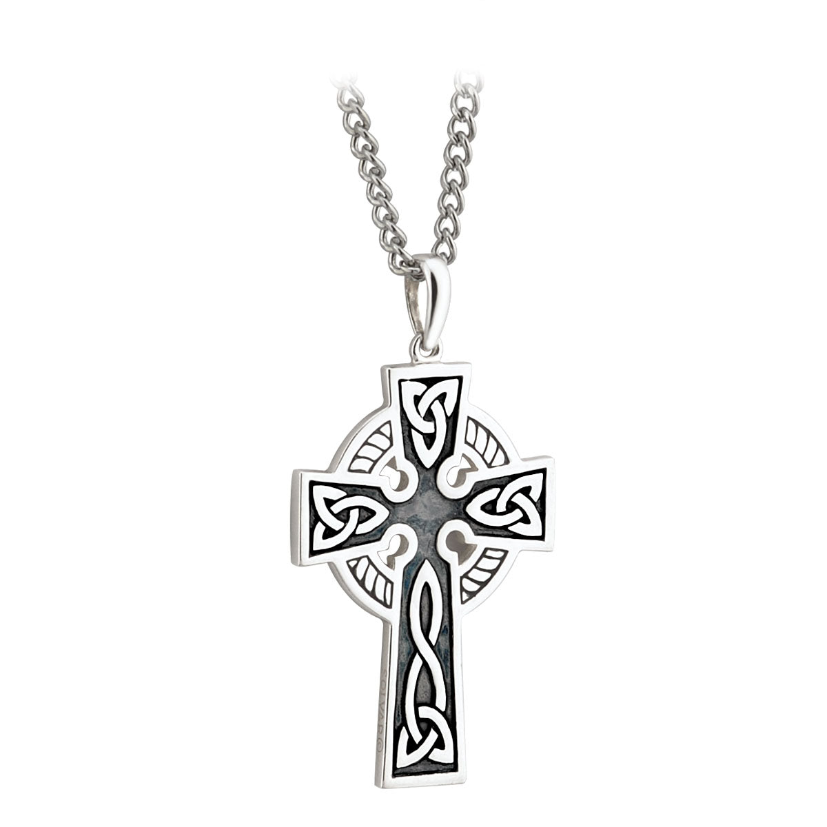sterling silver double sided oxidised cross pendant s44764 from Solvar