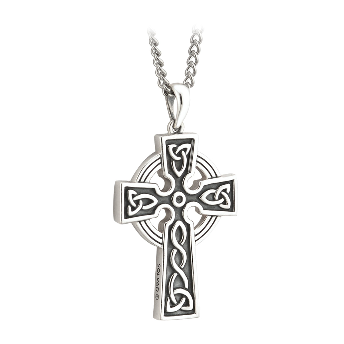 sterling silver double sided oxidised cross pendant s44865 from Solvar