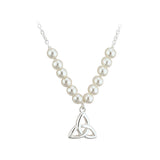 rhodium plated pearl trinity knot communion necklet s45073 from Solvar