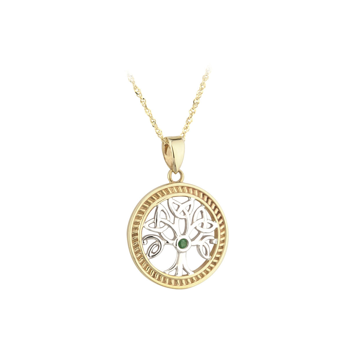 14k two tone gold emerald tree of life pendant s45144 from Solvar