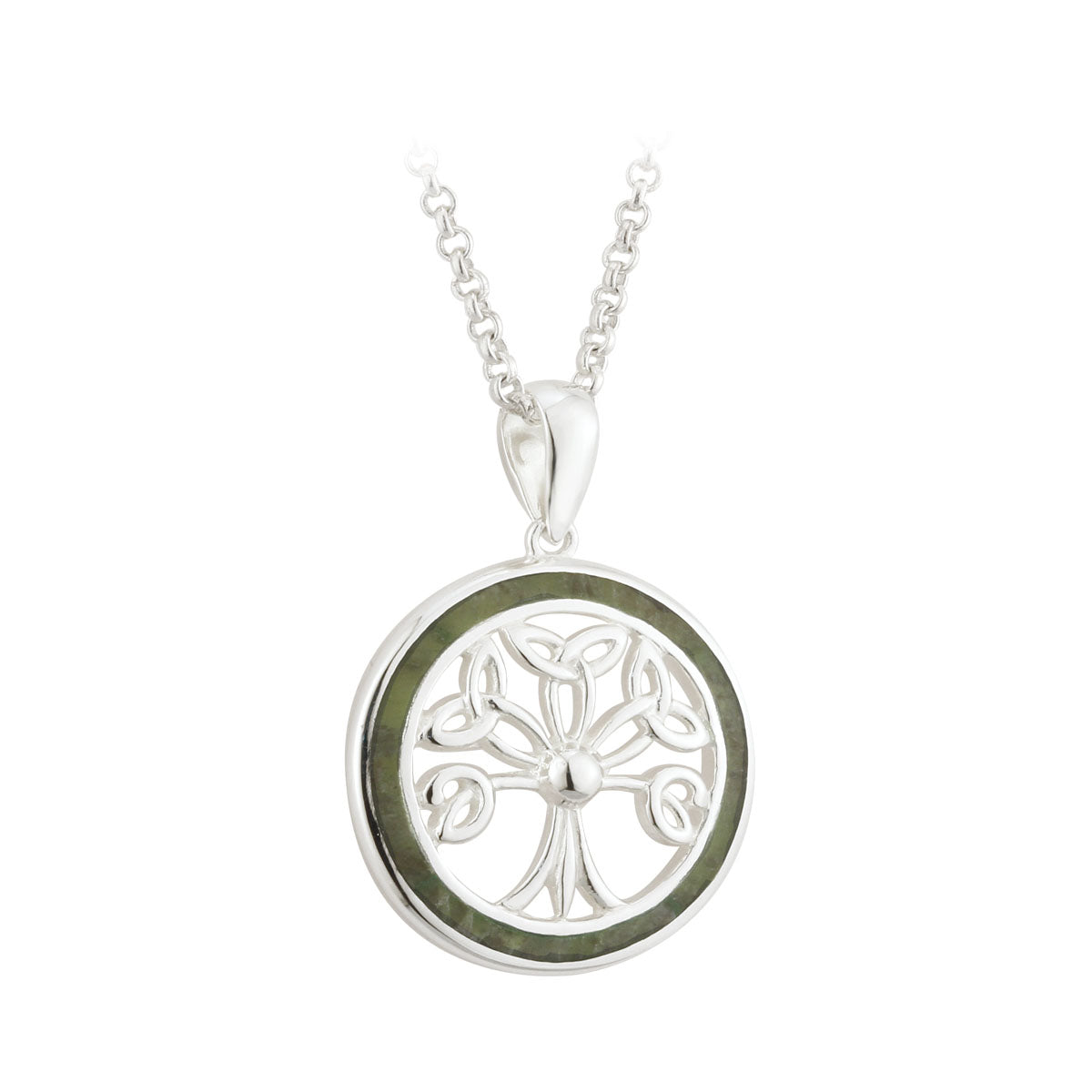 sterling silver connemara marble tree of life round pendant s45531 from Solvar