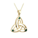 14k gold diamond and emerald trinity knot pendant s45586 from Solvar