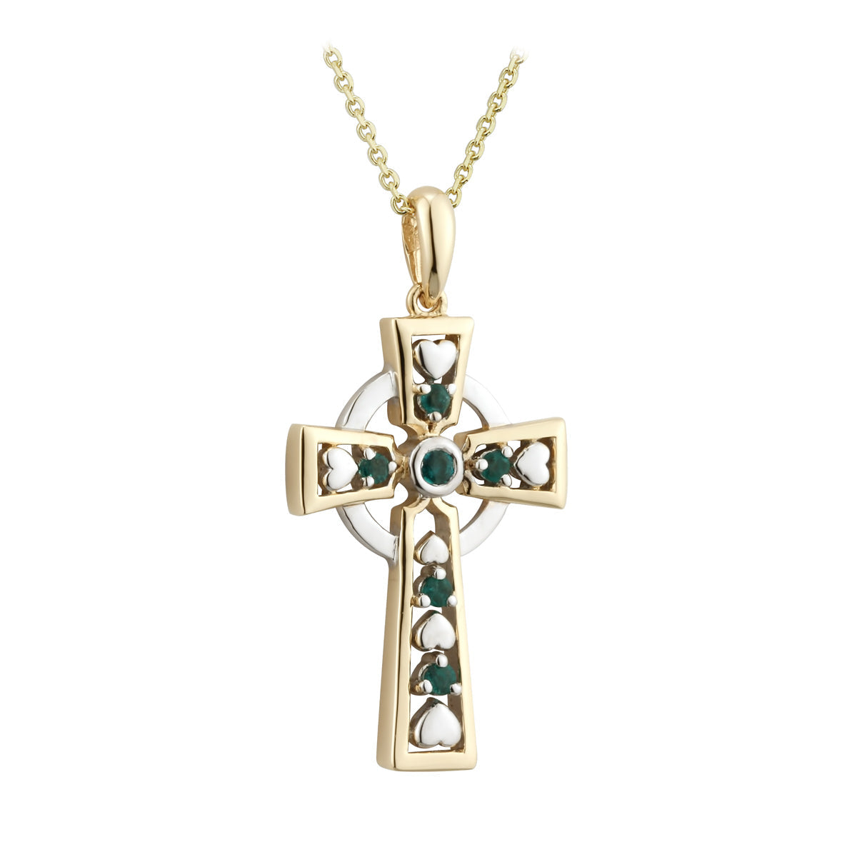 14k gold emerald celtic cross pendant s45641 from Solvar