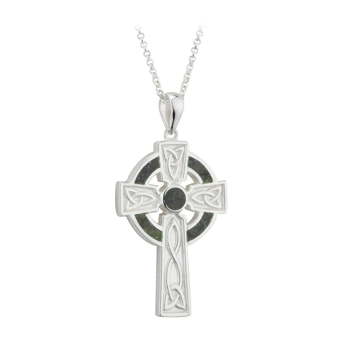 sterling silver large connemara marble cross pendant s46024 from Solvar