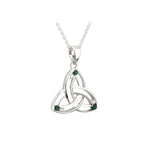 14k white gold diamond and emerald trinity knot pendant s46045 from Solvar