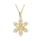 10 karat gold cubic zirconia celtic snowflake necklace from Solvar comes on 18 inch 10 karat gold rolo chain