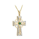 14k gold diamond and emerald large cross pendant s46102 from Solvar