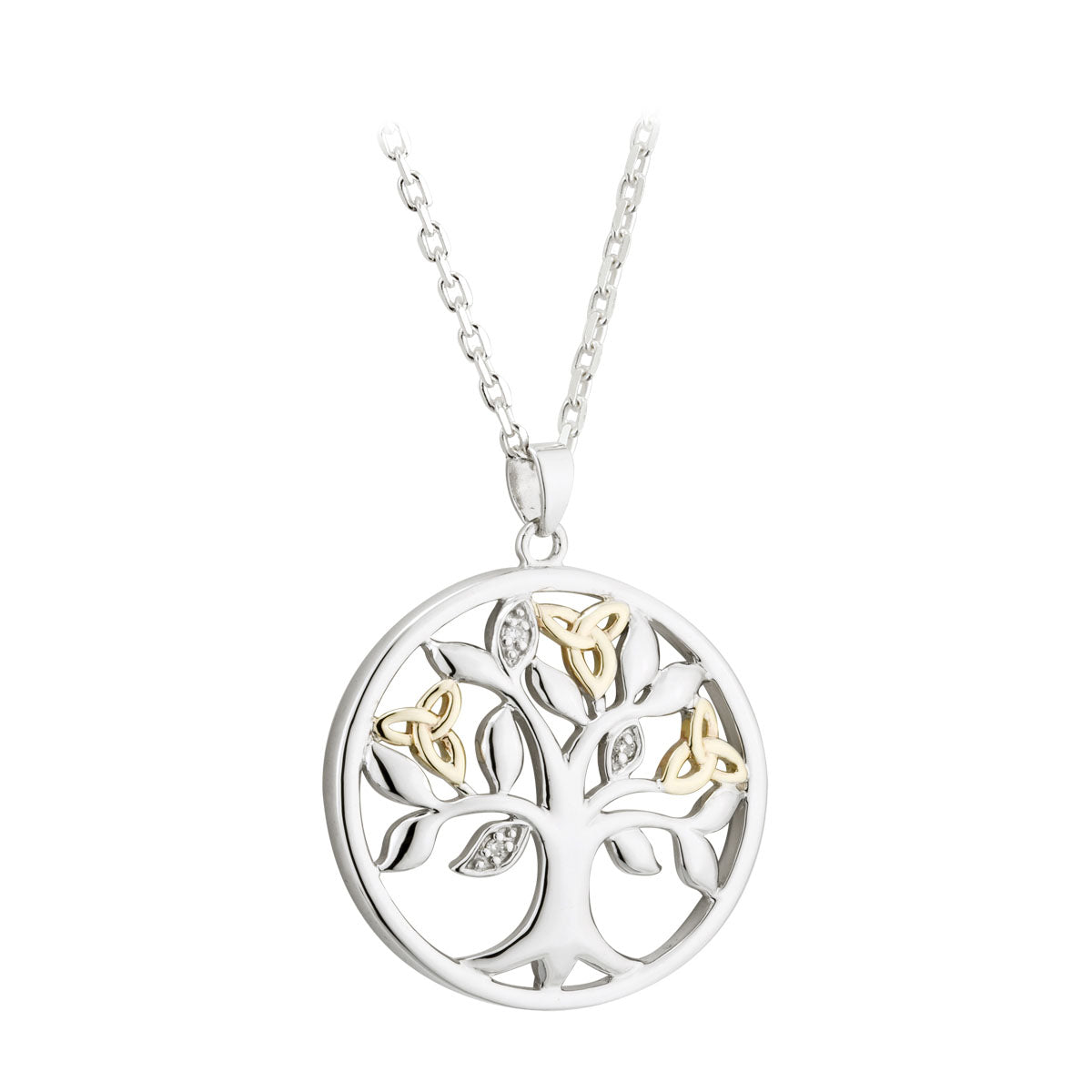 sterling silver and 10 karat yellow gold diamond tree of life pendant s46181 from Solvar